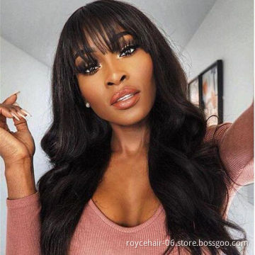 100% human hair Brazilian Remy hair wigs with Bangs Full Machine Made Wigs no Lace wigs For Women
